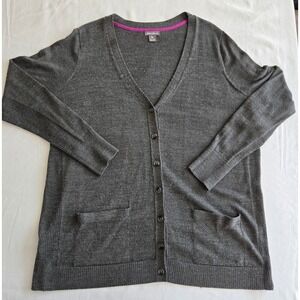 Eddie Bauer Womens Charcoal Gray Merino Wool Blend Cardigan Sweater 2x